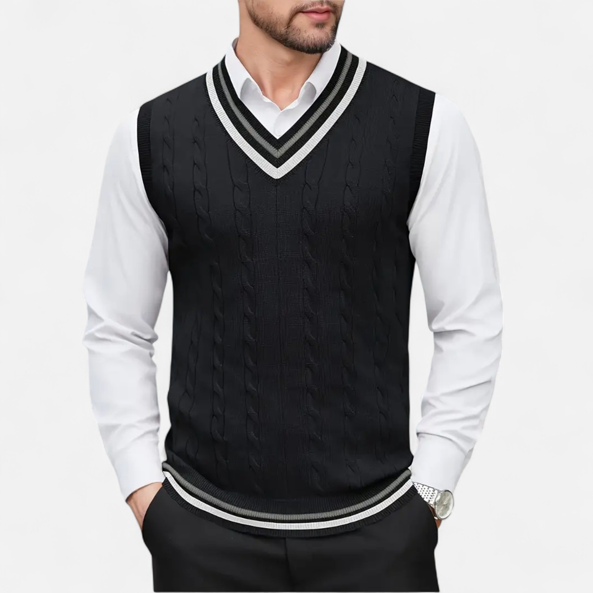 Men’s Knitted V-Neck Vest – Heritage Layers