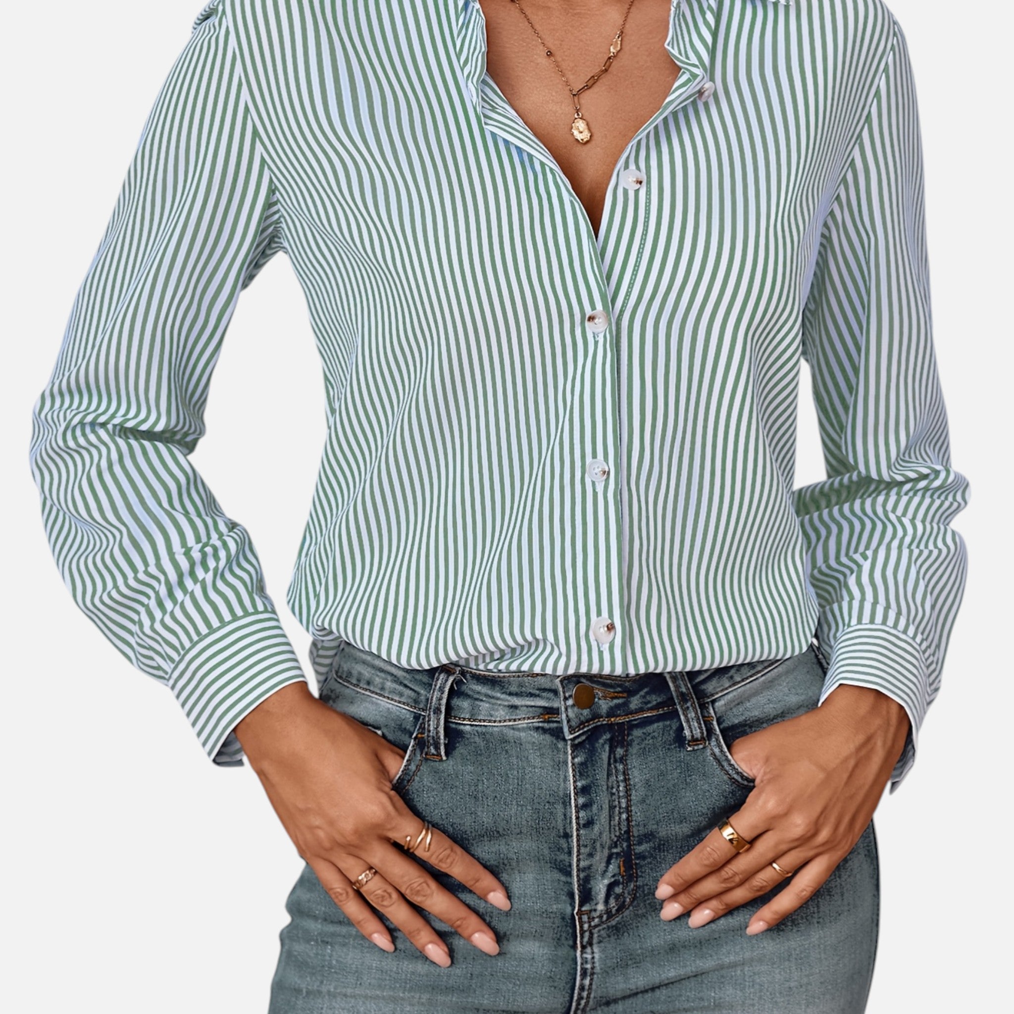 Westenbury | Women’s Button-Up Blouse | Classic Vertical Stripes