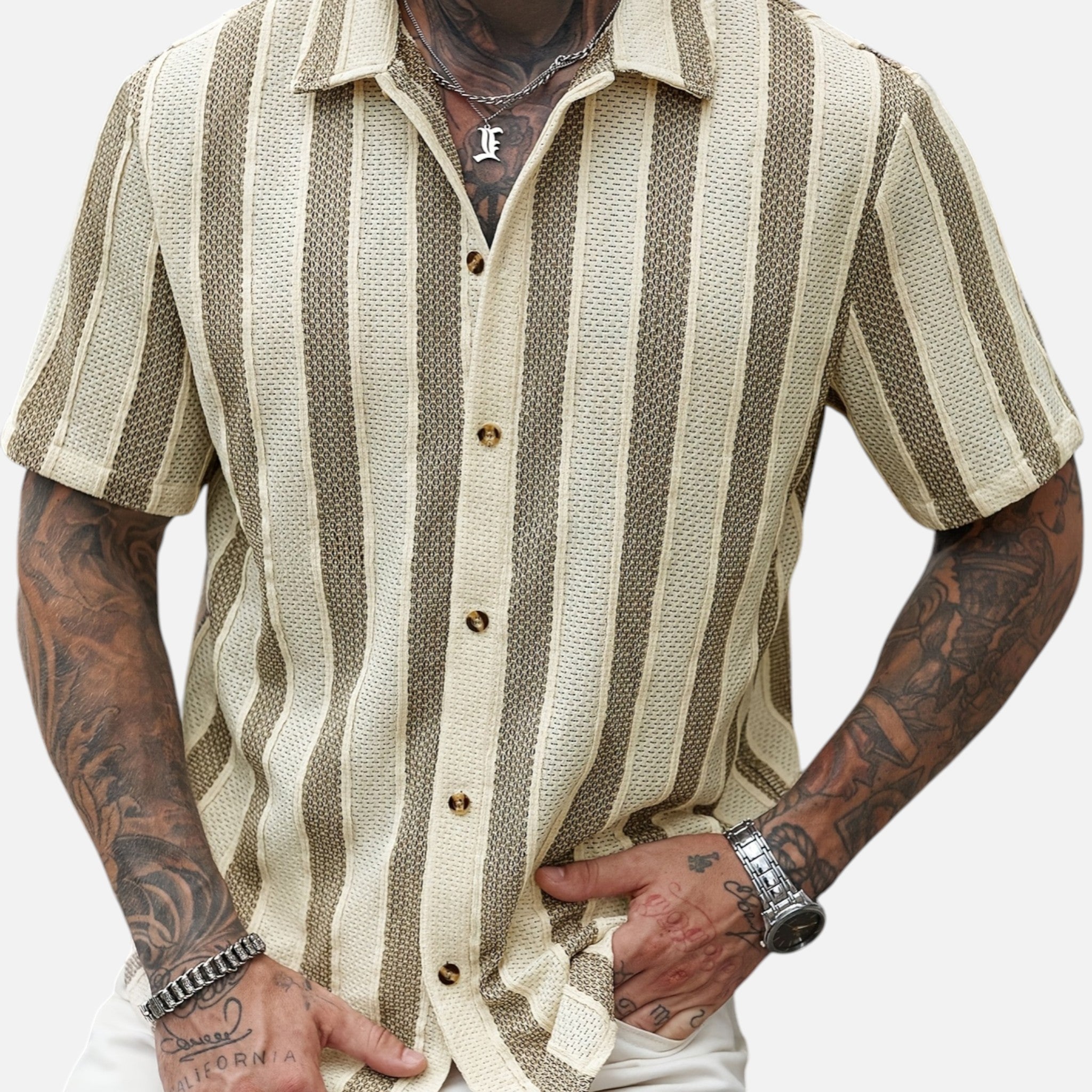 Westenbury | Men’s Striped Lapel Shirt | Effortless Summer Comfort