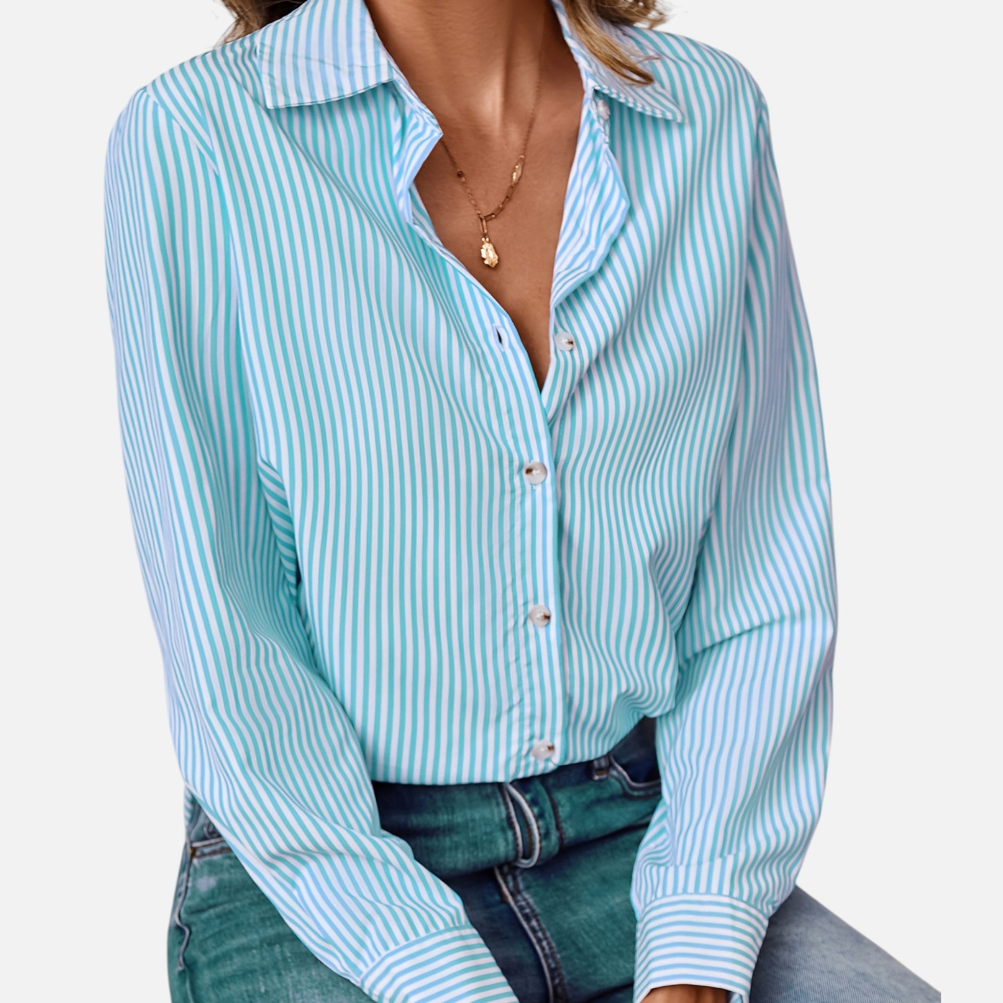 Westenbury | Women’s Button-Up Blouse | Classic Vertical Stripes