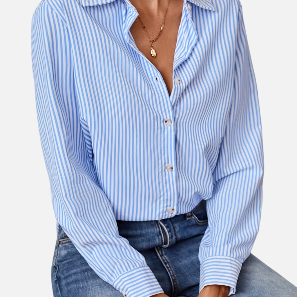 Westenbury | Women’s Button-Up Blouse | Classic Vertical Stripes