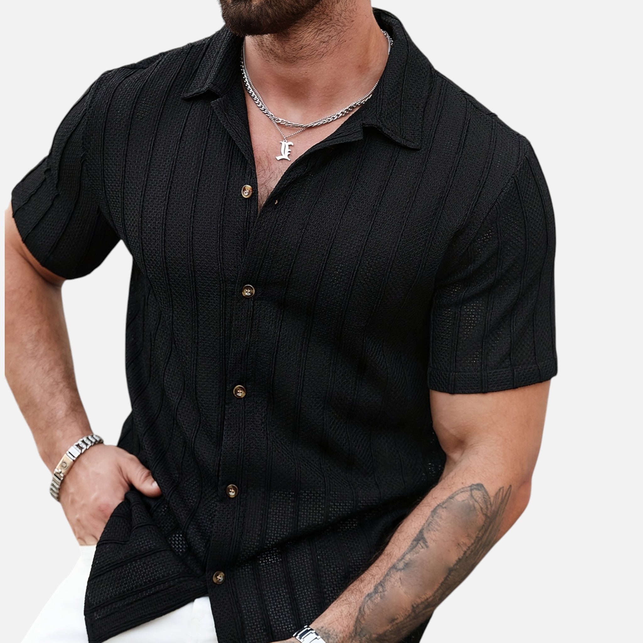 Westenbury | Men’s Striped Lapel Shirt | Effortless Summer Comfort