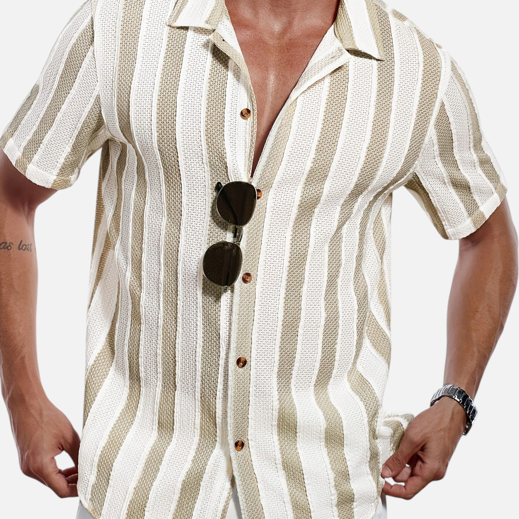 Westenbury | Men’s Striped Lapel Shirt | Effortless Summer Comfort