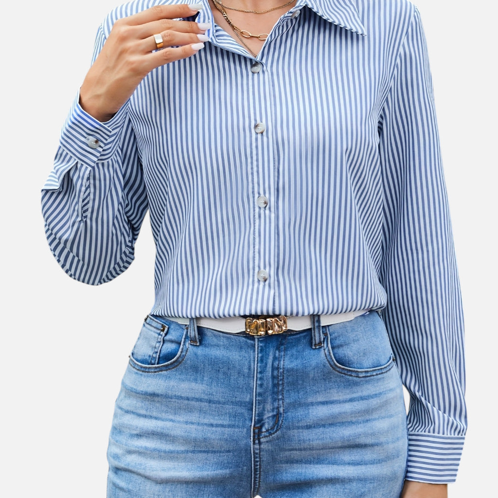 Westenbury | Women’s Button-Up Blouse | Classic Vertical Stripes