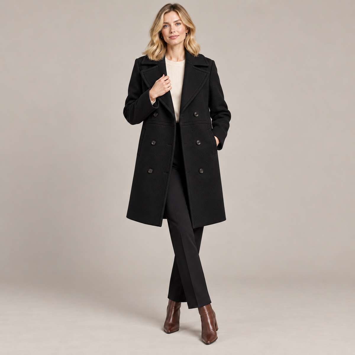 Westenbury Women’s Double-Breasted Midi Overcoat