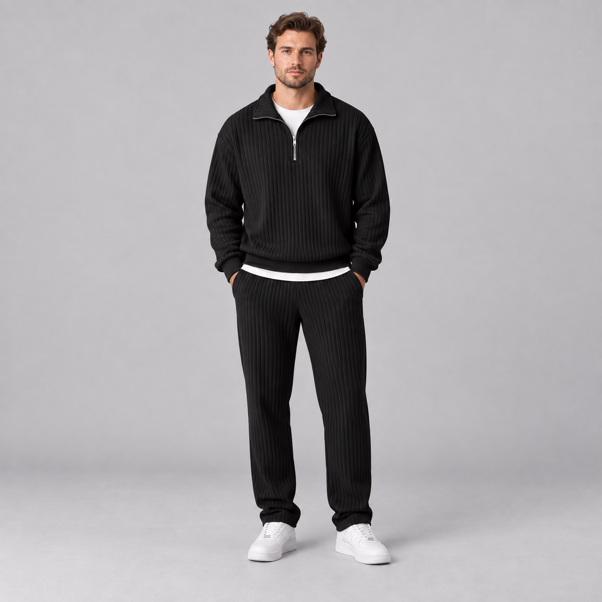 Westenbury Men’s Ribbed Quarter Zip Sweater