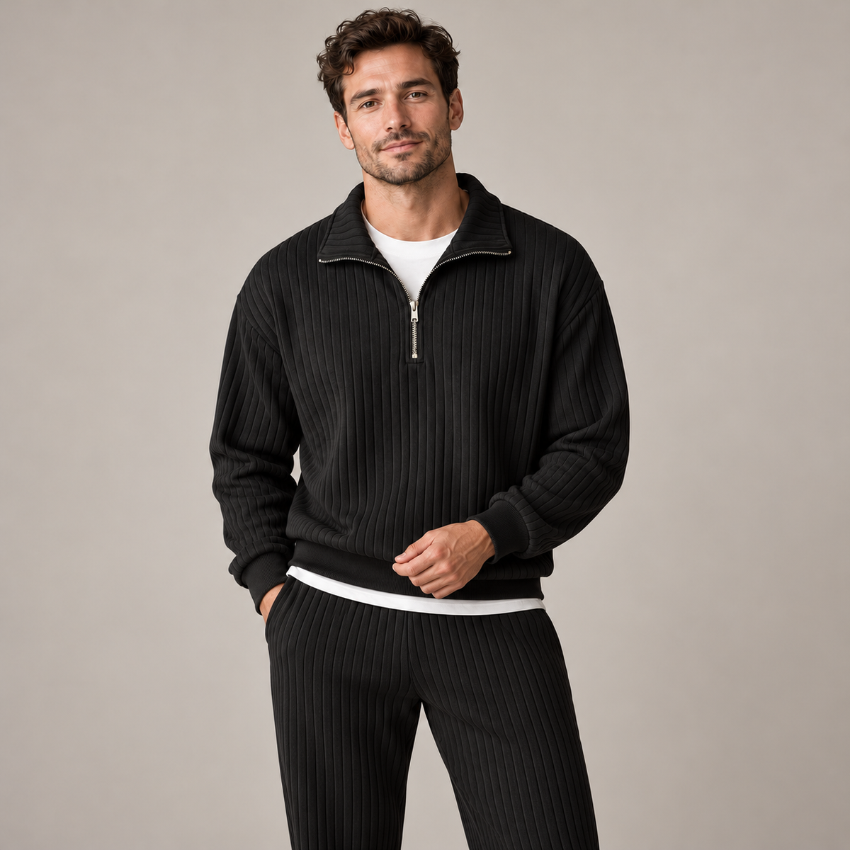 Westenbury Men’s Ribbed Quarter-Zip Jumper