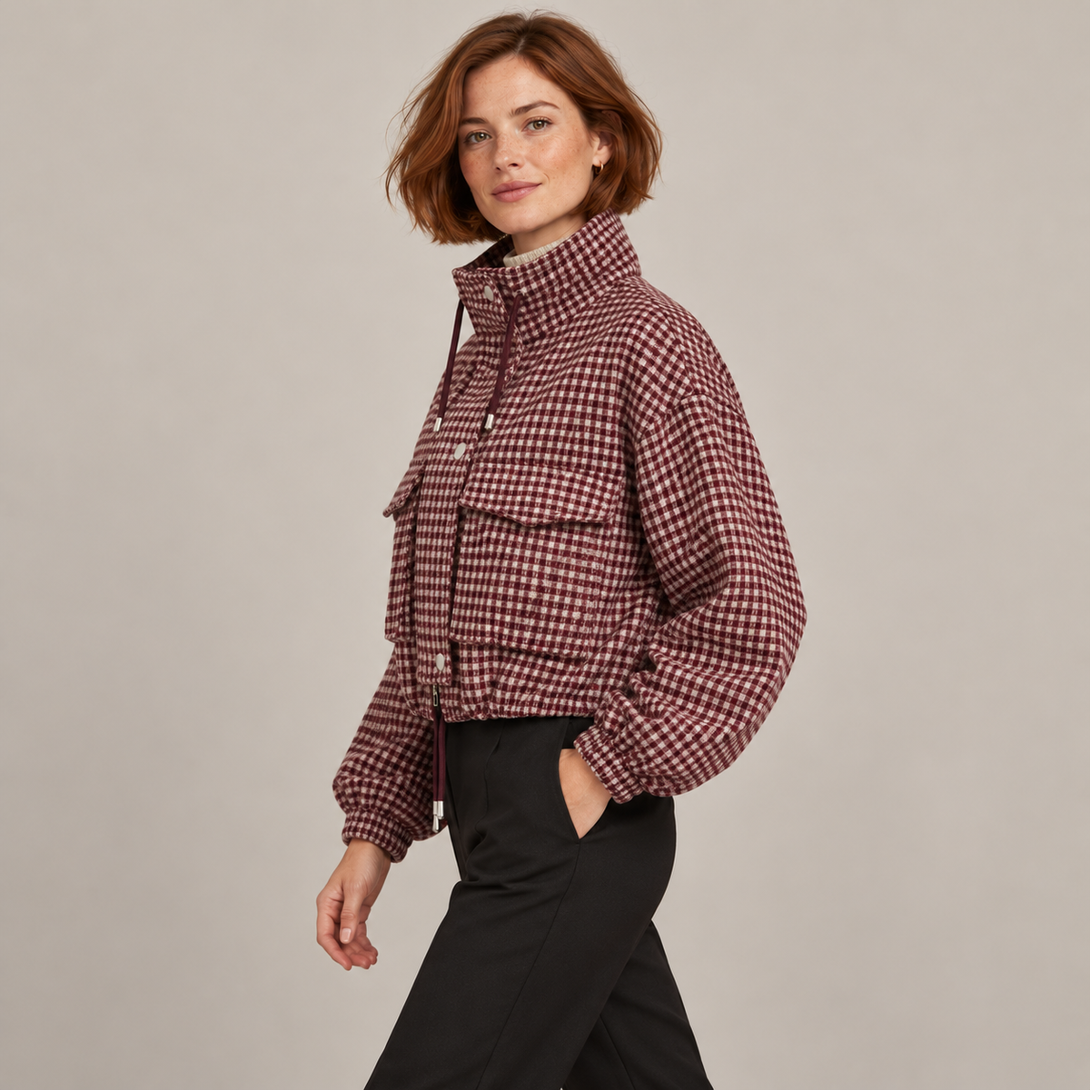 Westenbury Women’s Houndstooth Cropped Jacket