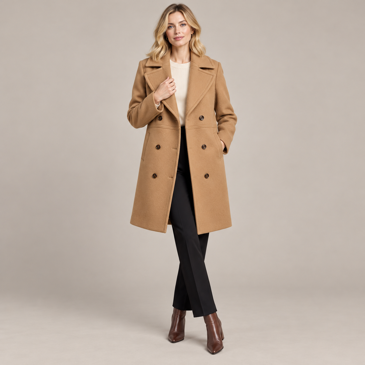 Westenbury Women’s Double-Breasted Midi Overcoat