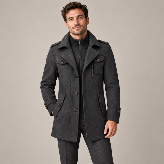Westenbury  Men’s Layered-Collar Overcoat