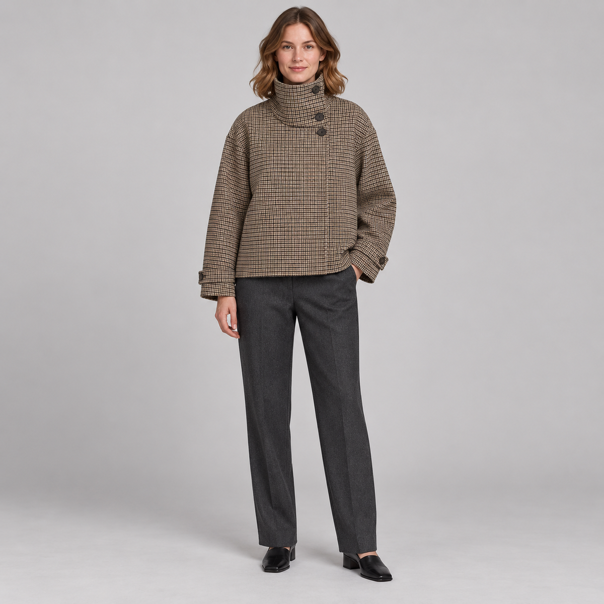 Westenbury Women’s Checked Stand Collar Jacket