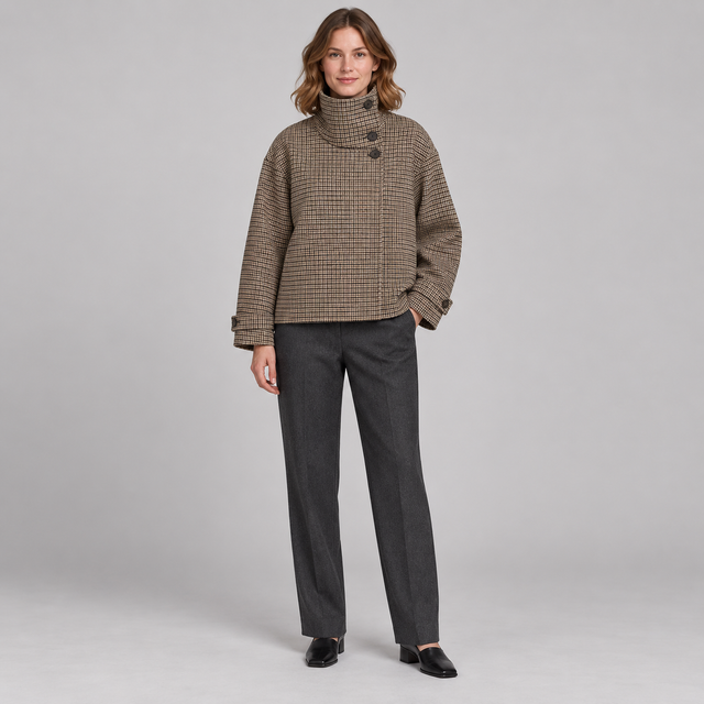 Westenbury Women’s Checked Stand Collar Jacket