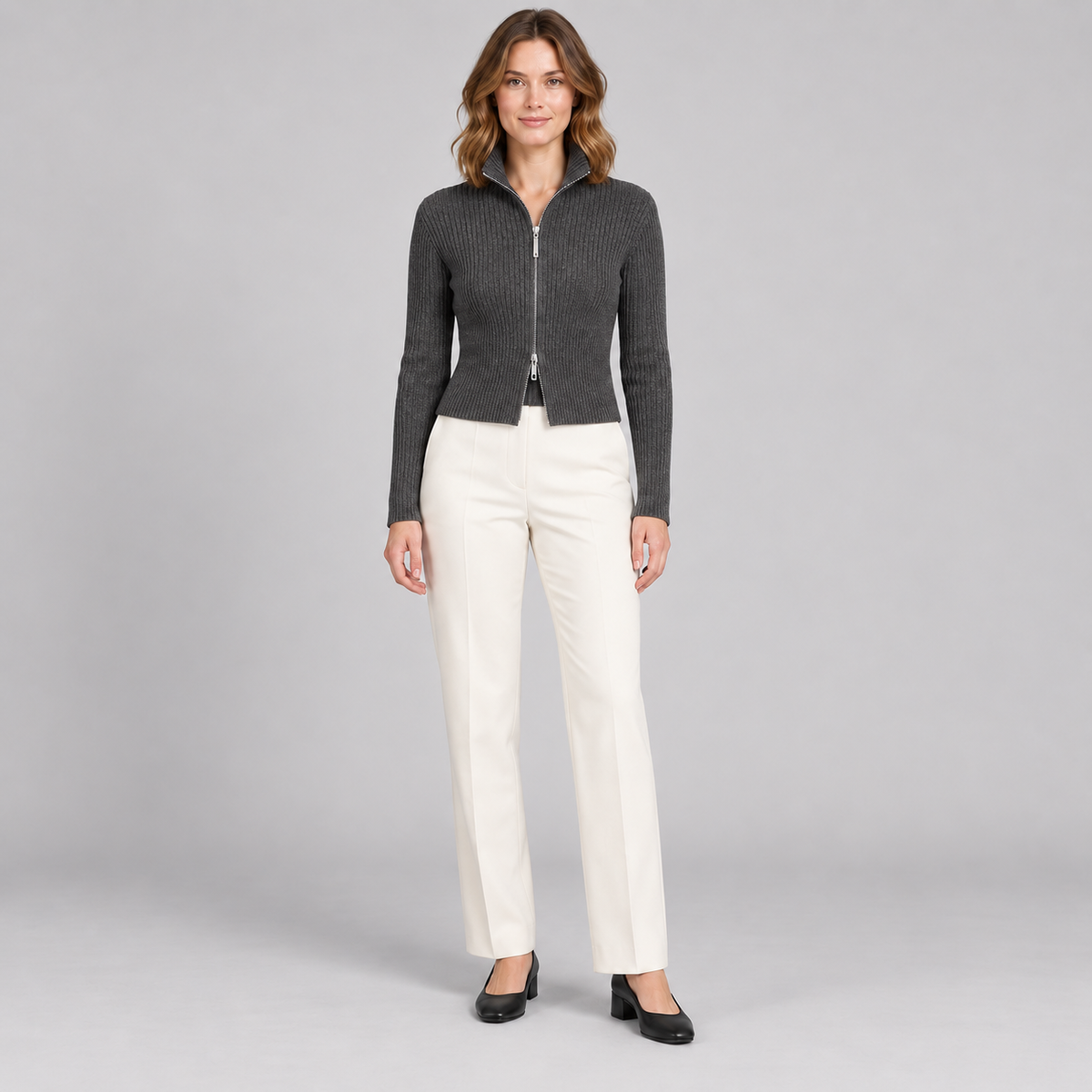 Westenbury Women’s Cropped Ribbed Knit Cardigan