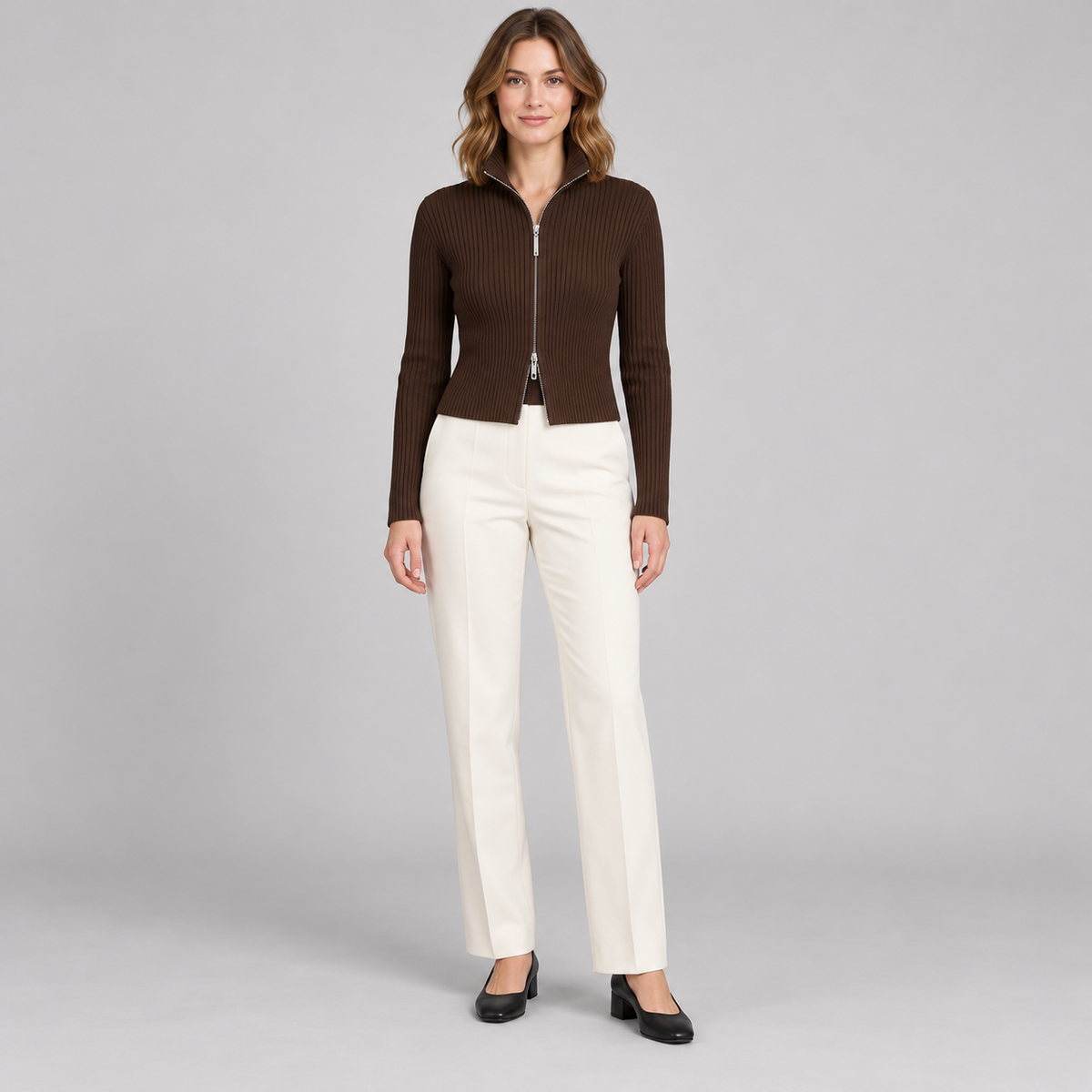Westenbury Women’s Cropped Ribbed Knit Cardigan