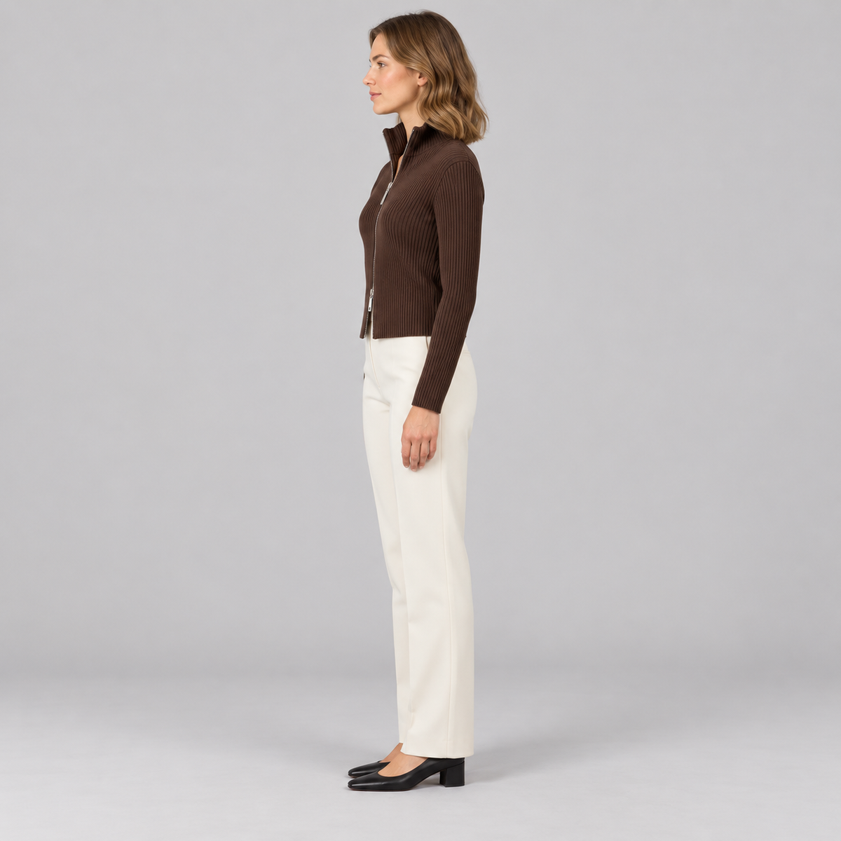 Westenbury Women’s Cropped Ribbed Knit Cardigan