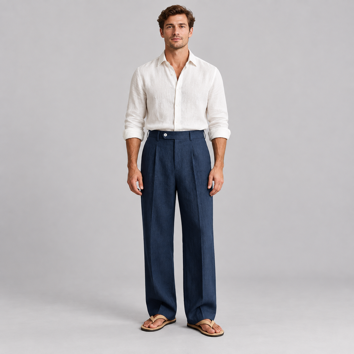 Westenbury Men’s Linen Straight Leg Trousers