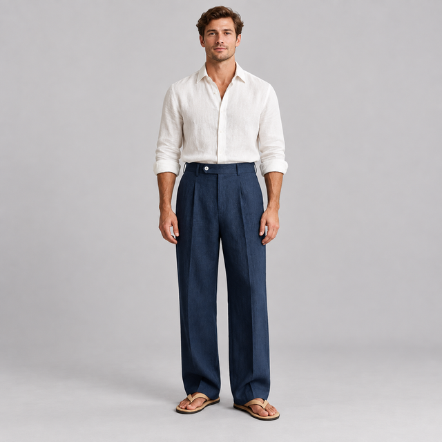 Westenbury Men’s Linen Straight Leg Trousers