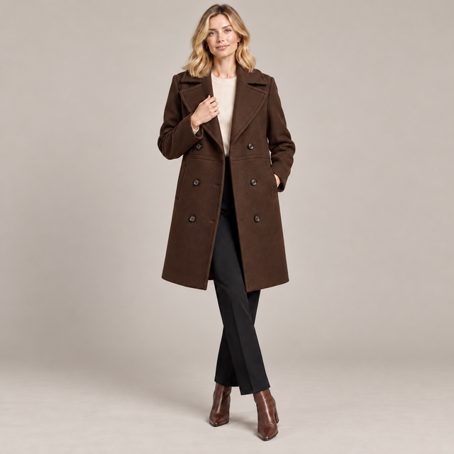 Westenbury Women’s Double-Breasted Midi Overcoat
