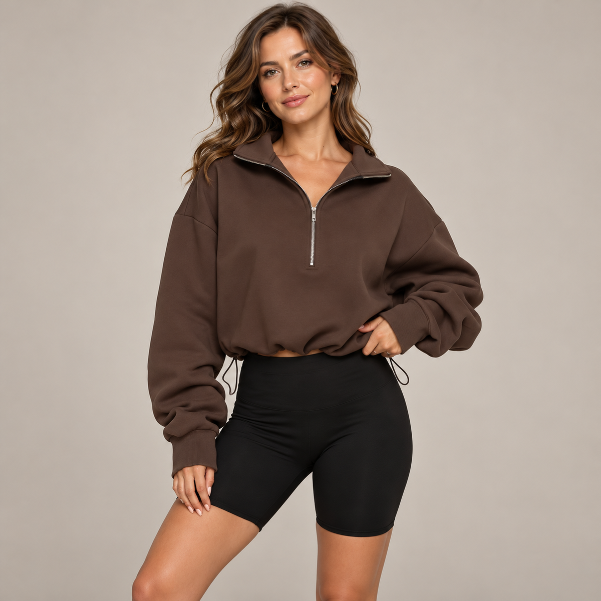 Westenbury  Women’s Oversized Zip-Neck Sweatshirt