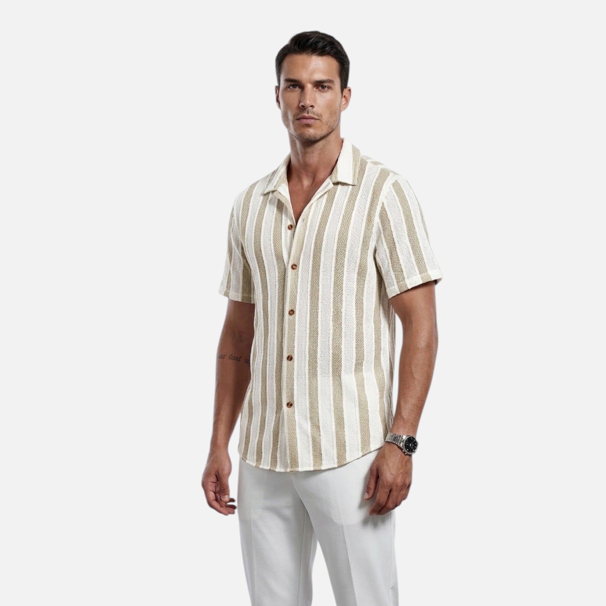 Westenbury | Men’s Striped Lapel Shirt | Effortless Summer Comfort