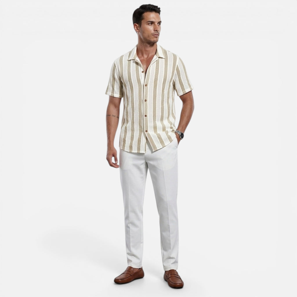 Westenbury | Men’s Striped Lapel Shirt | Effortless Summer Comfort