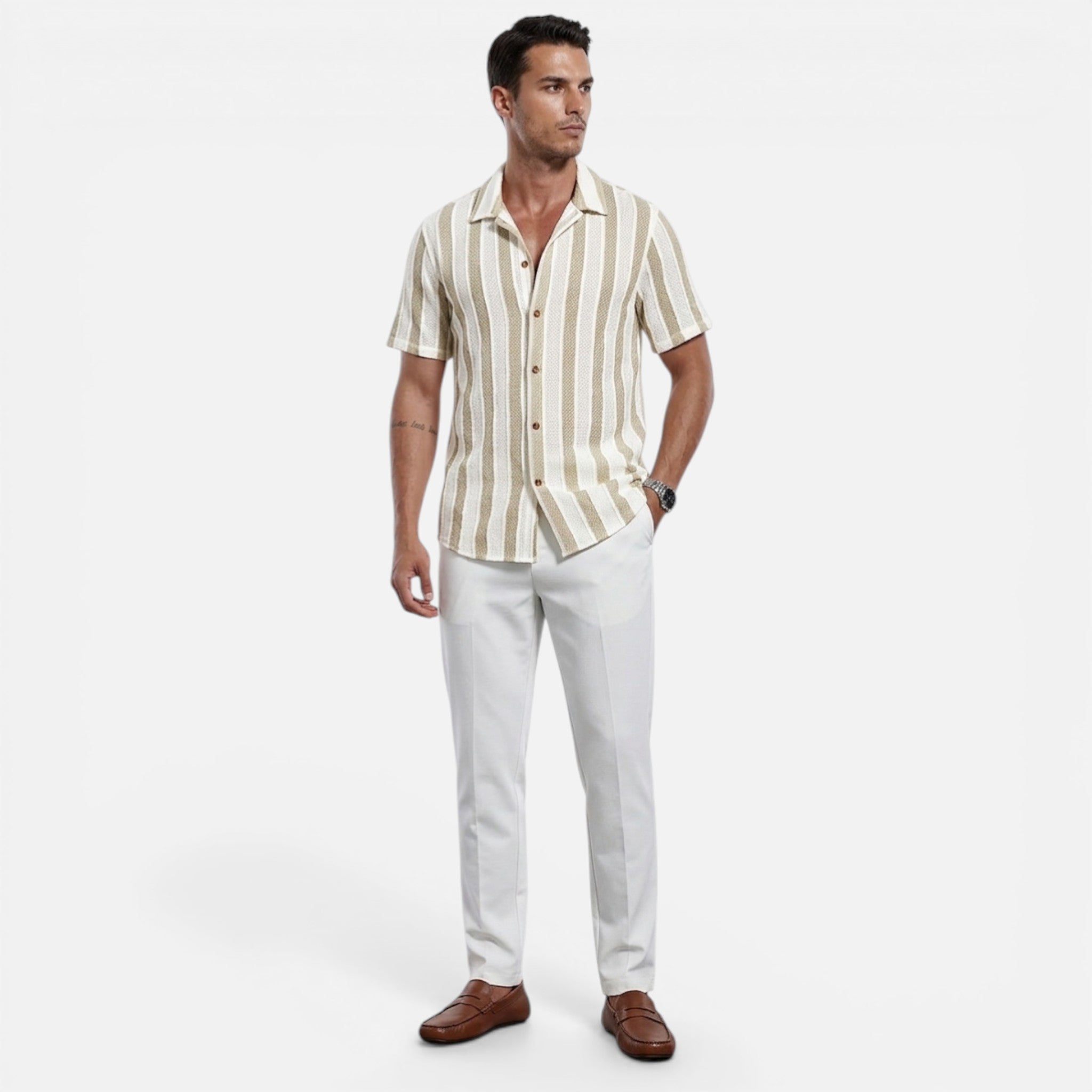 Westenbury | Men’s Striped Lapel Shirt | Effortless Summer Comfort