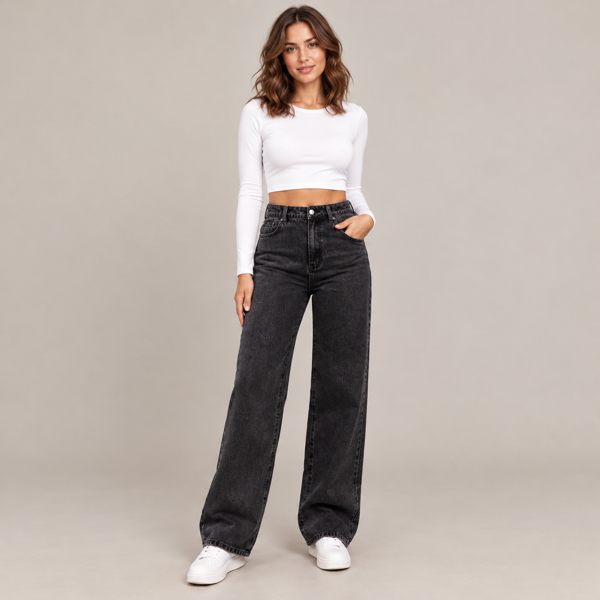 Westenbury  Women’s High-Waisted Baggy Straight Jeans