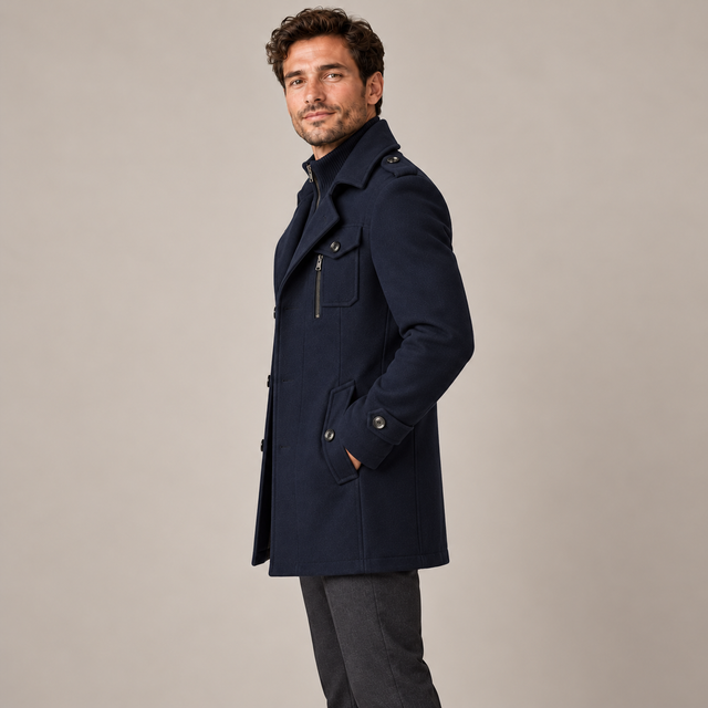 Westenbury  Men’s Layered-Collar Overcoat