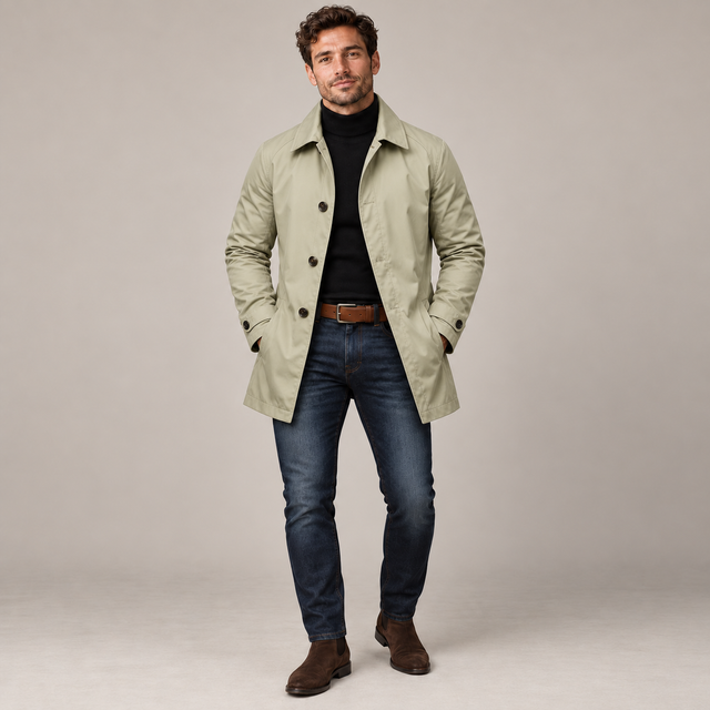 Westenbury  Men’s Retro Waterproof Trench Coat