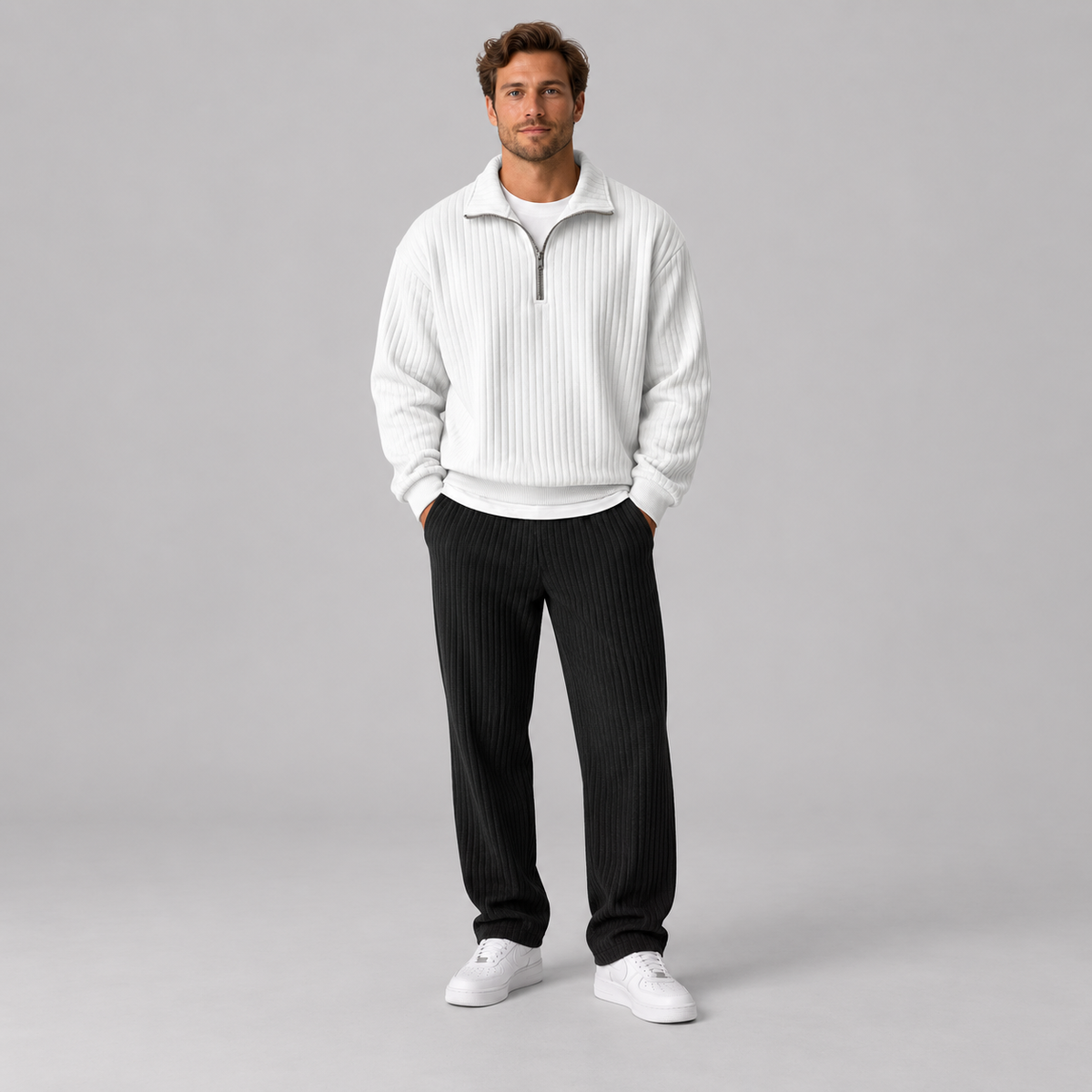 Westenbury Men’s Ribbed Quarter Zip Sweater