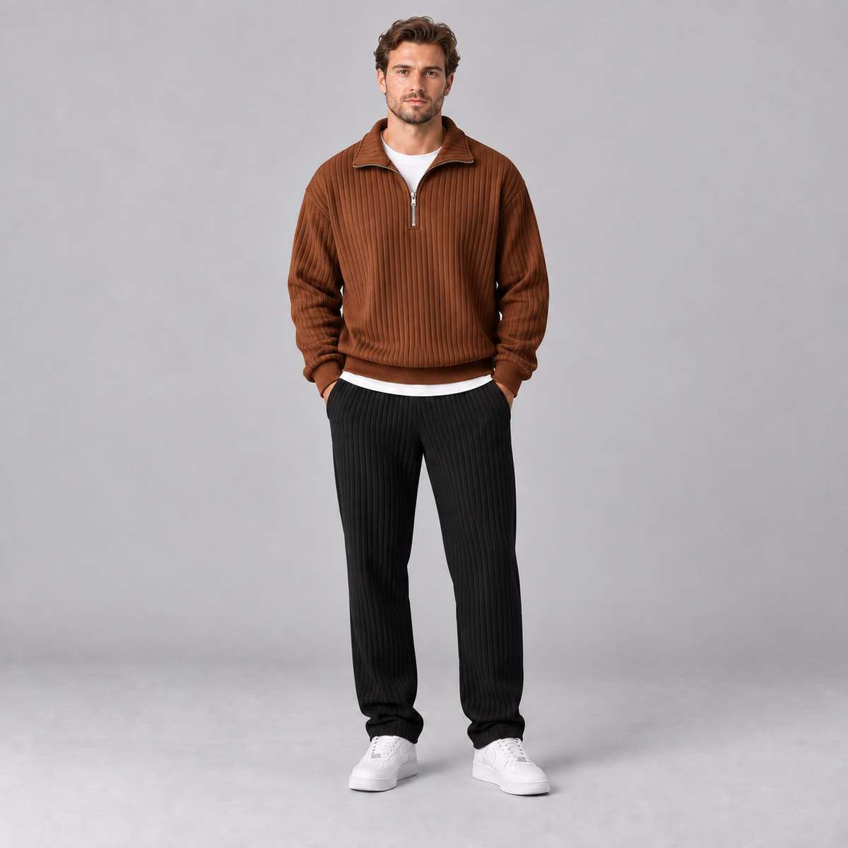 Westenbury Men’s Ribbed Quarter Zip Sweater