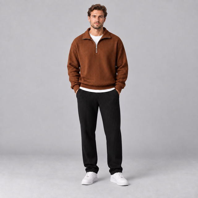 Westenbury Men’s Ribbed Quarter Zip Sweater