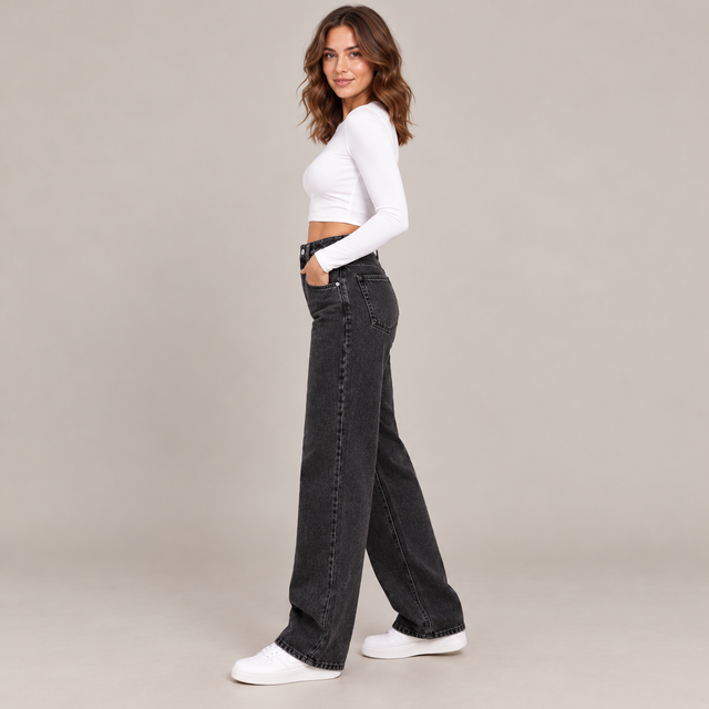 Westenbury  Women’s High-Waisted Baggy Straight Jeans