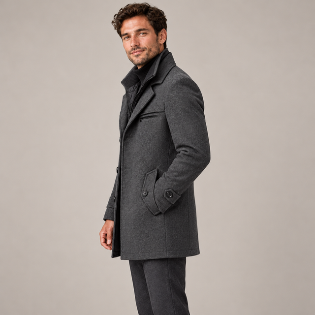 Westenbury  Men’s Layered-Collar Winter Overcoat