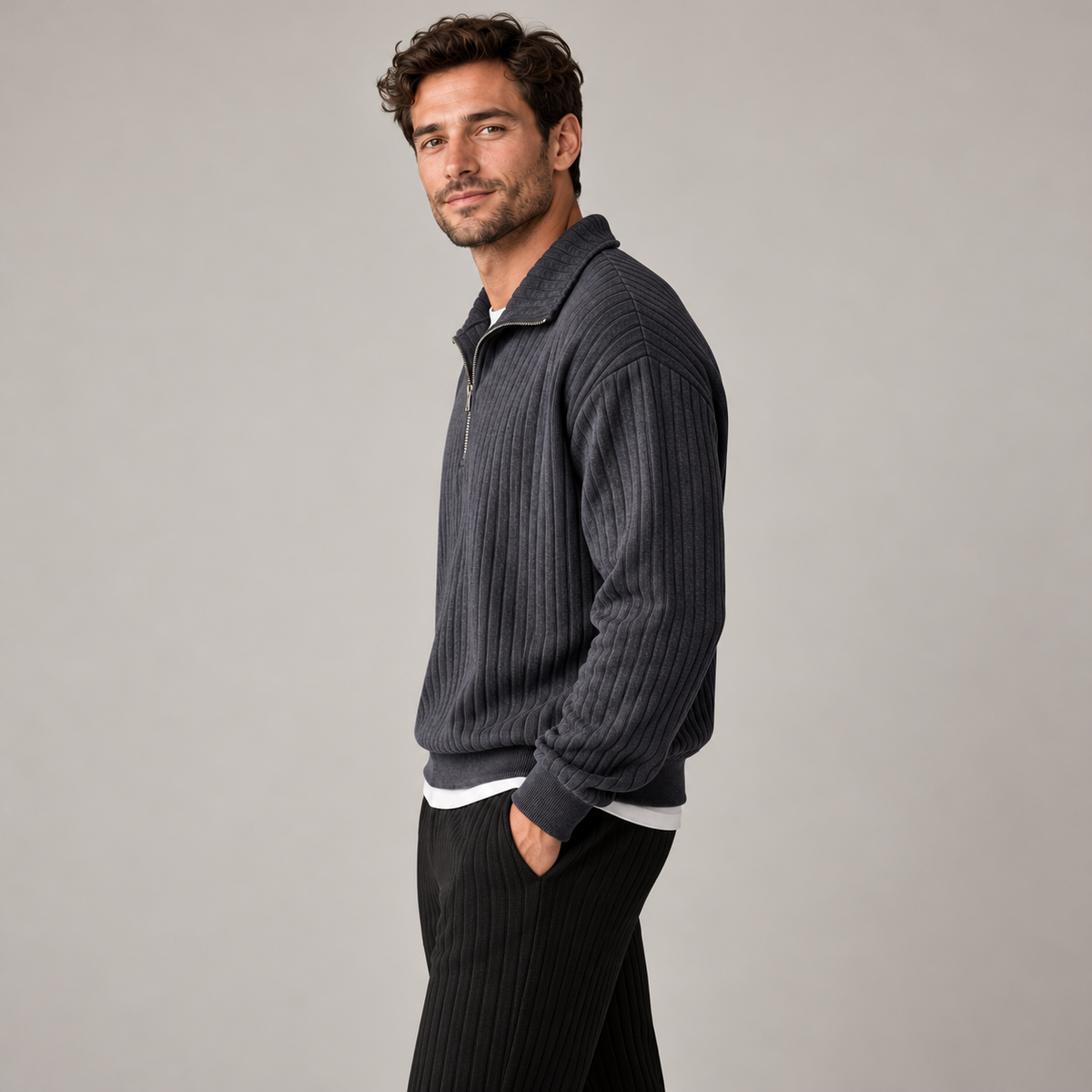 Westenbury Men’s Ribbed Quarter-Zip Jumper