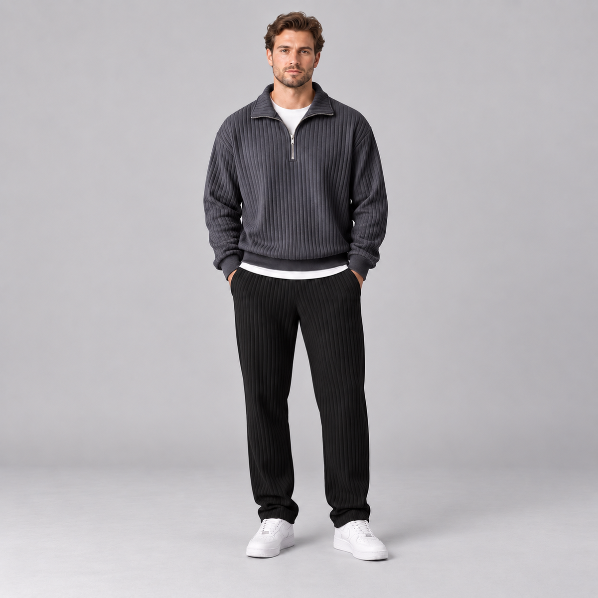 Westenbury Men’s Ribbed Quarter Zip Sweater