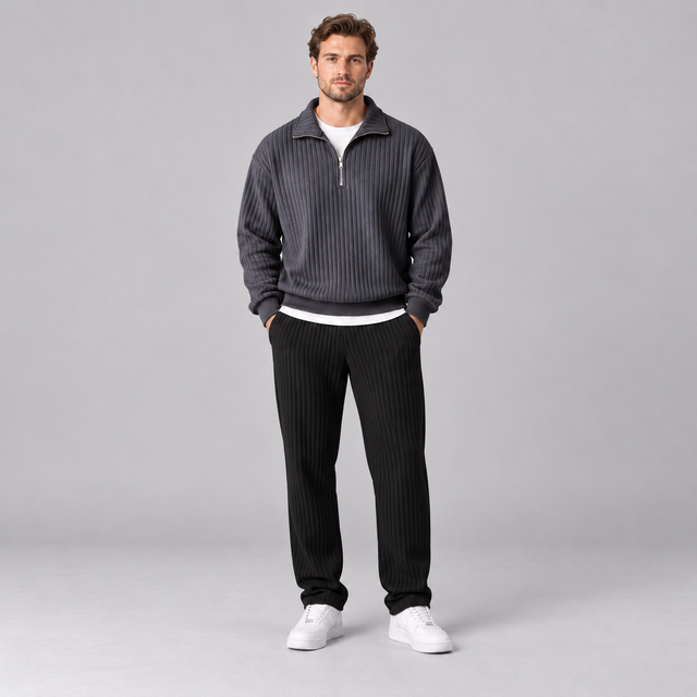 Westenbury Men’s Ribbed Quarter Zip Sweater