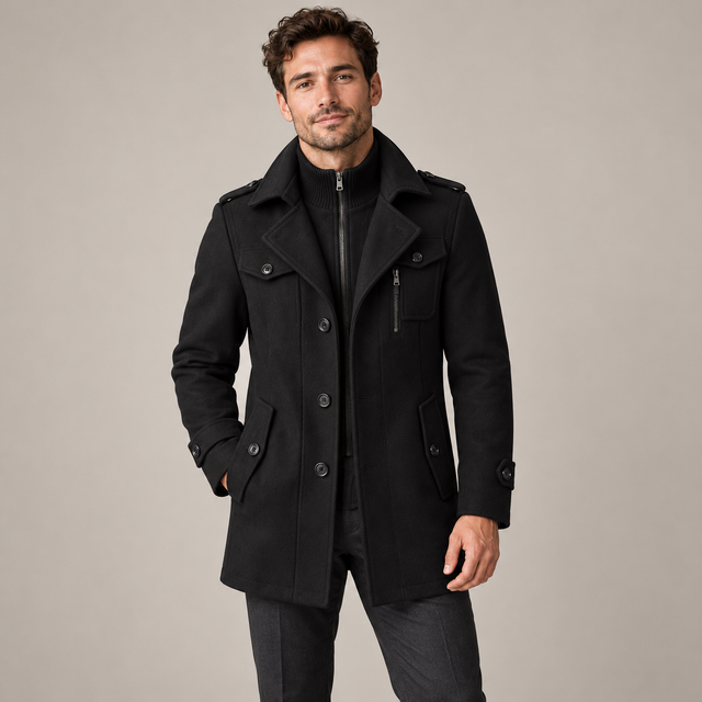 Westenbury  Men’s Layered-Collar Overcoat