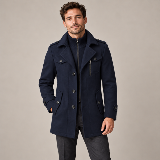 Westenbury  Men’s Layered-Collar Overcoat