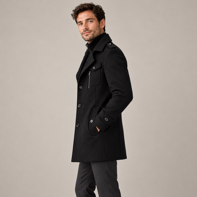 Westenbury  Men’s Layered-Collar Overcoat