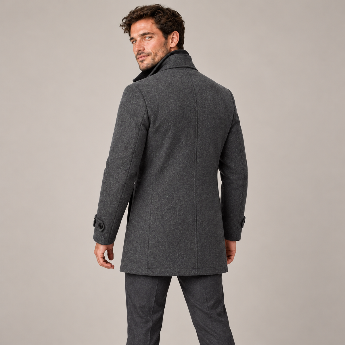 Westenbury  Men’s Layered-Collar Winter Overcoat