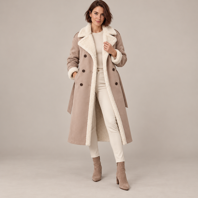 Westenbury  Women’s Plush-Lined PU Leather Trench Coat