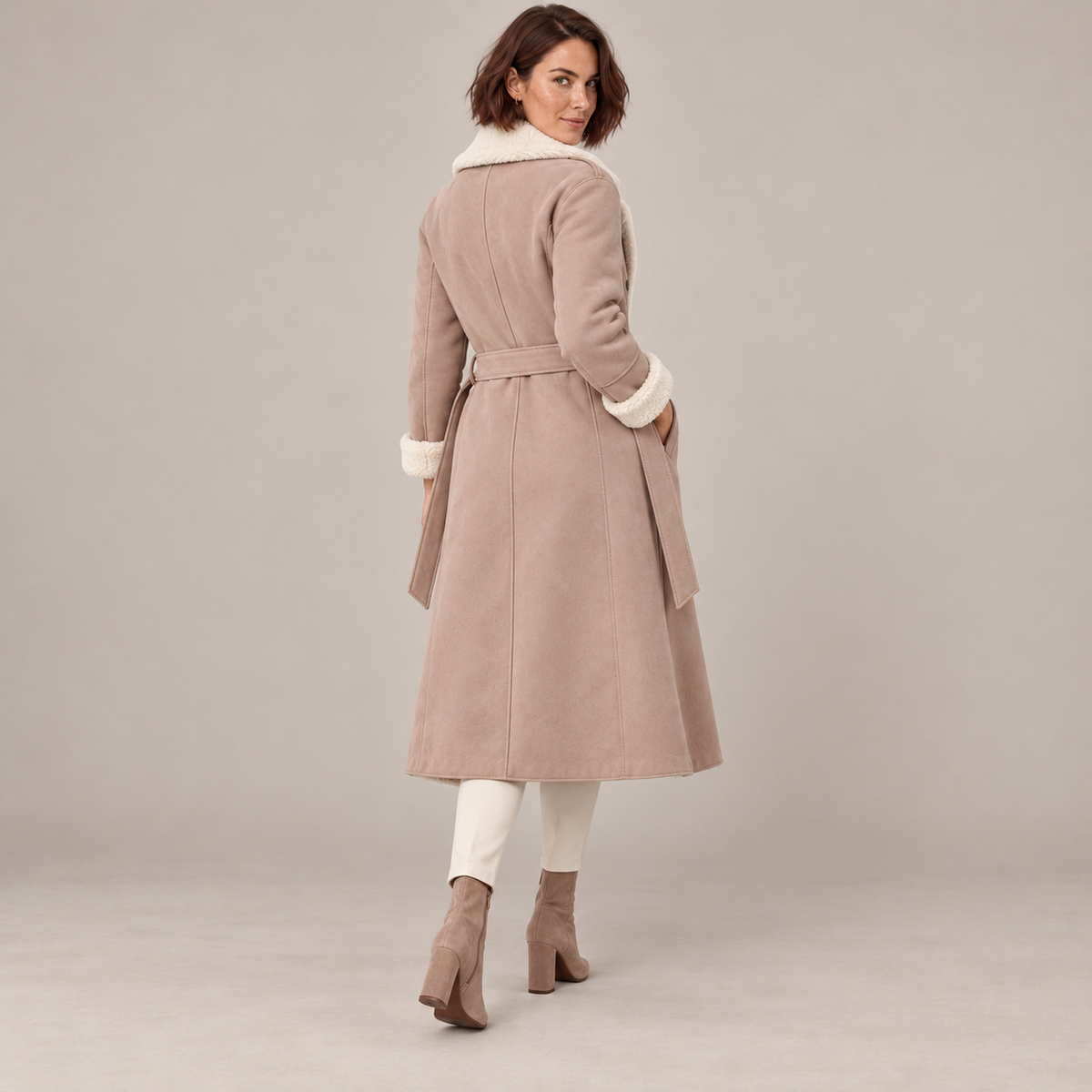 Westenbury  Women’s Plush-Lined PU Leather Trench Coat