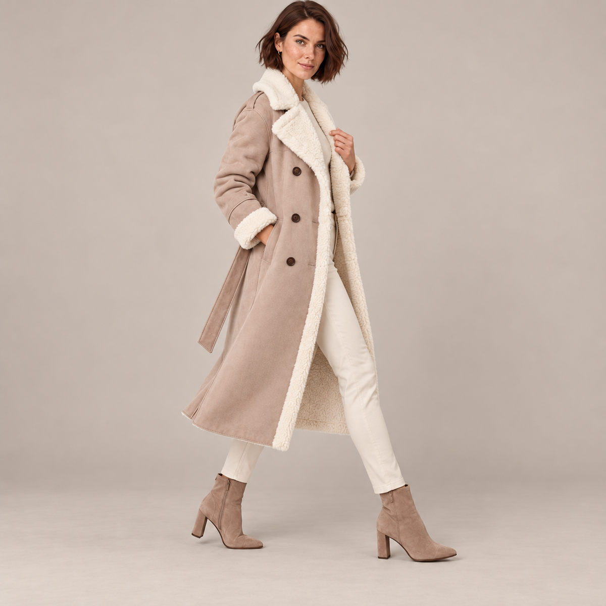 Westenbury  Women’s Plush-Lined PU Leather Trench Coat