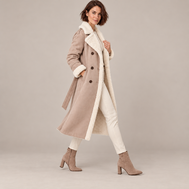 Westenbury  Women’s Plush-Lined PU Leather Trench Coat