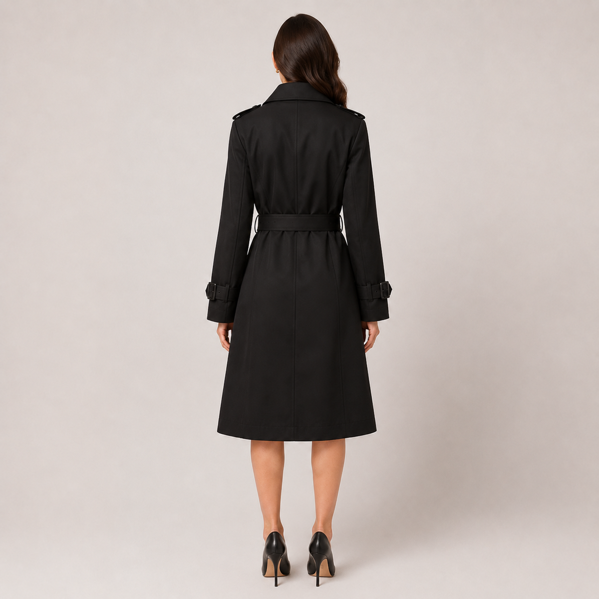 Westenbury Women's long double-breasted trench coat with belt