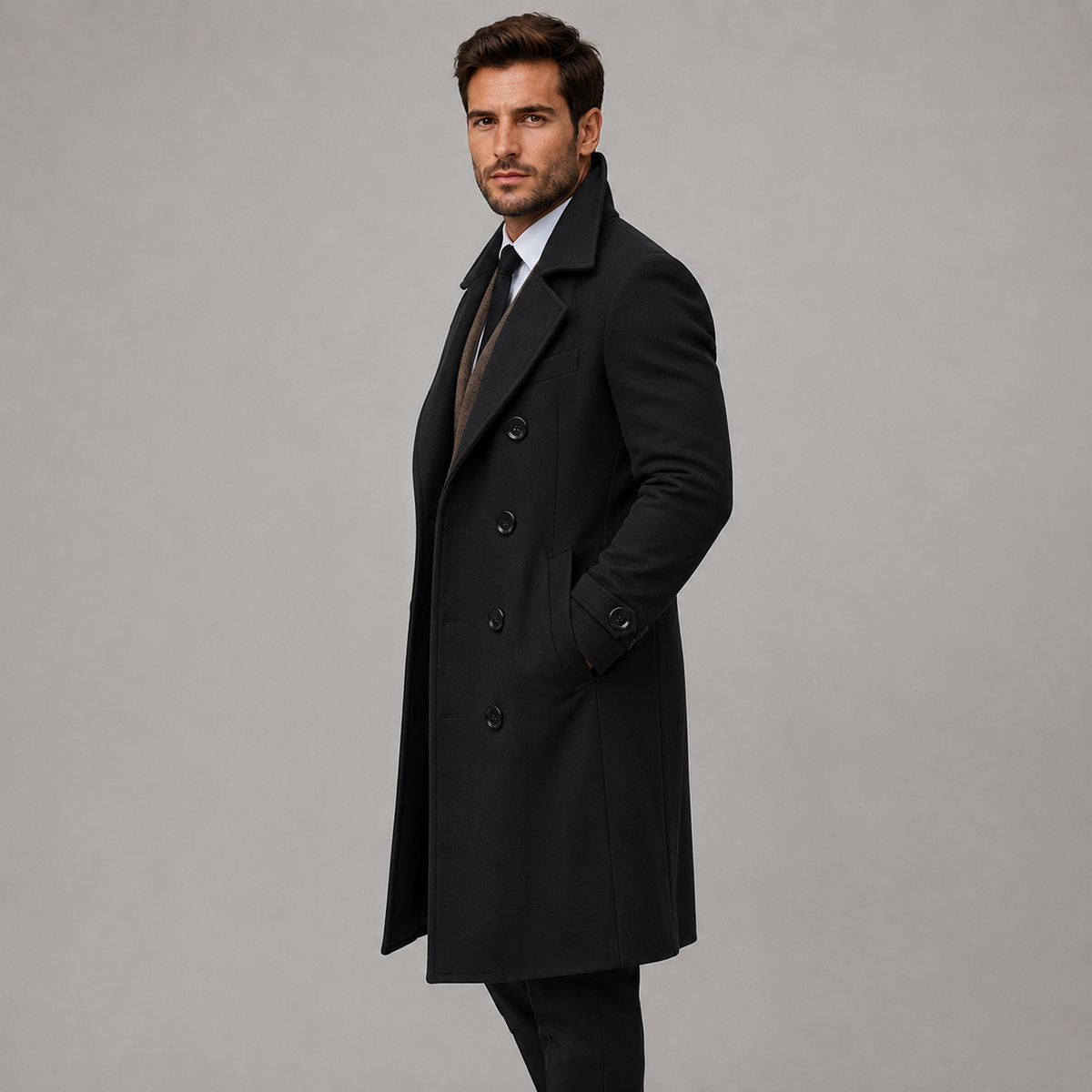 Westenbury  Men’s Double-Breasted Long Coat