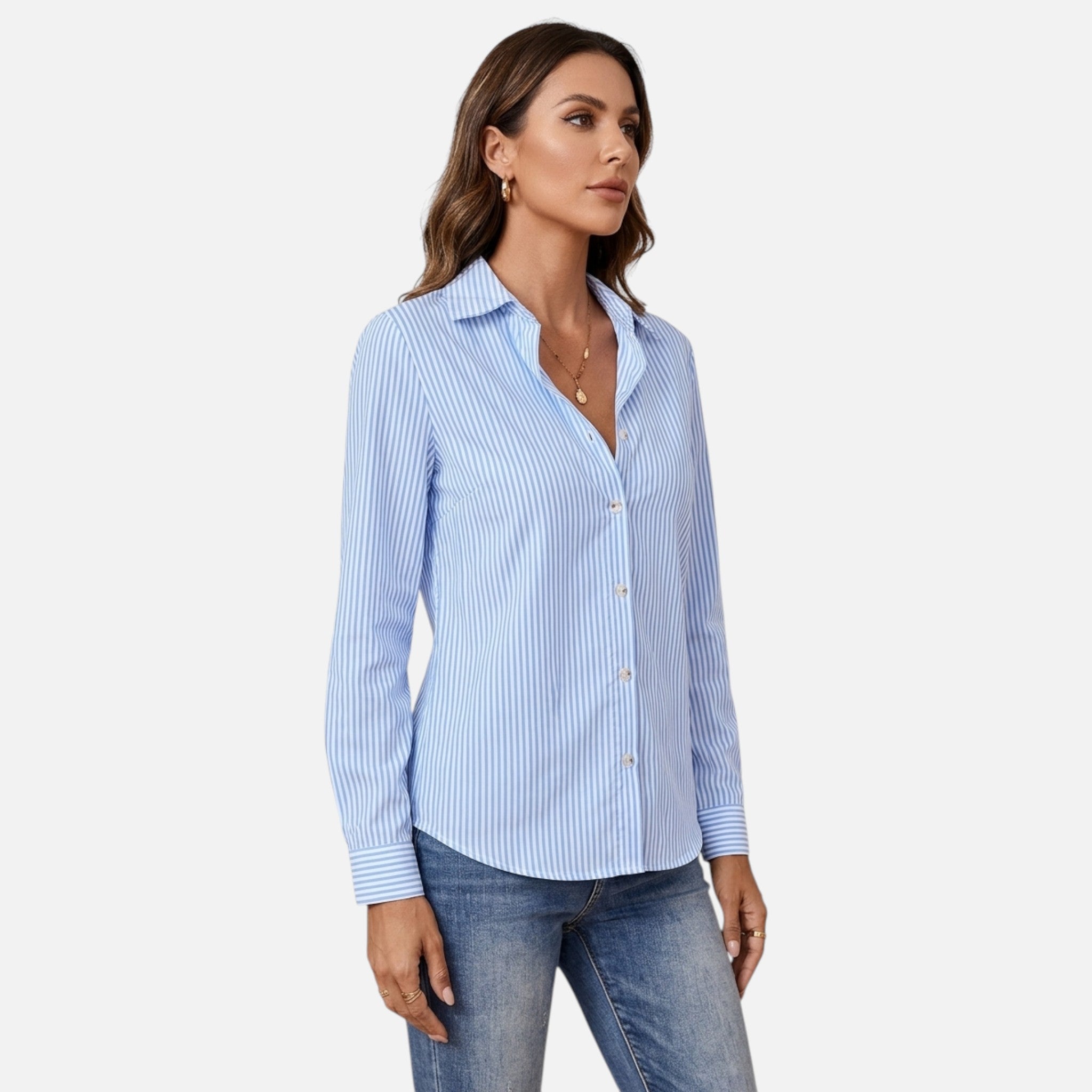 Westenbury | Women’s Button-Up Blouse | Classic Vertical Stripes