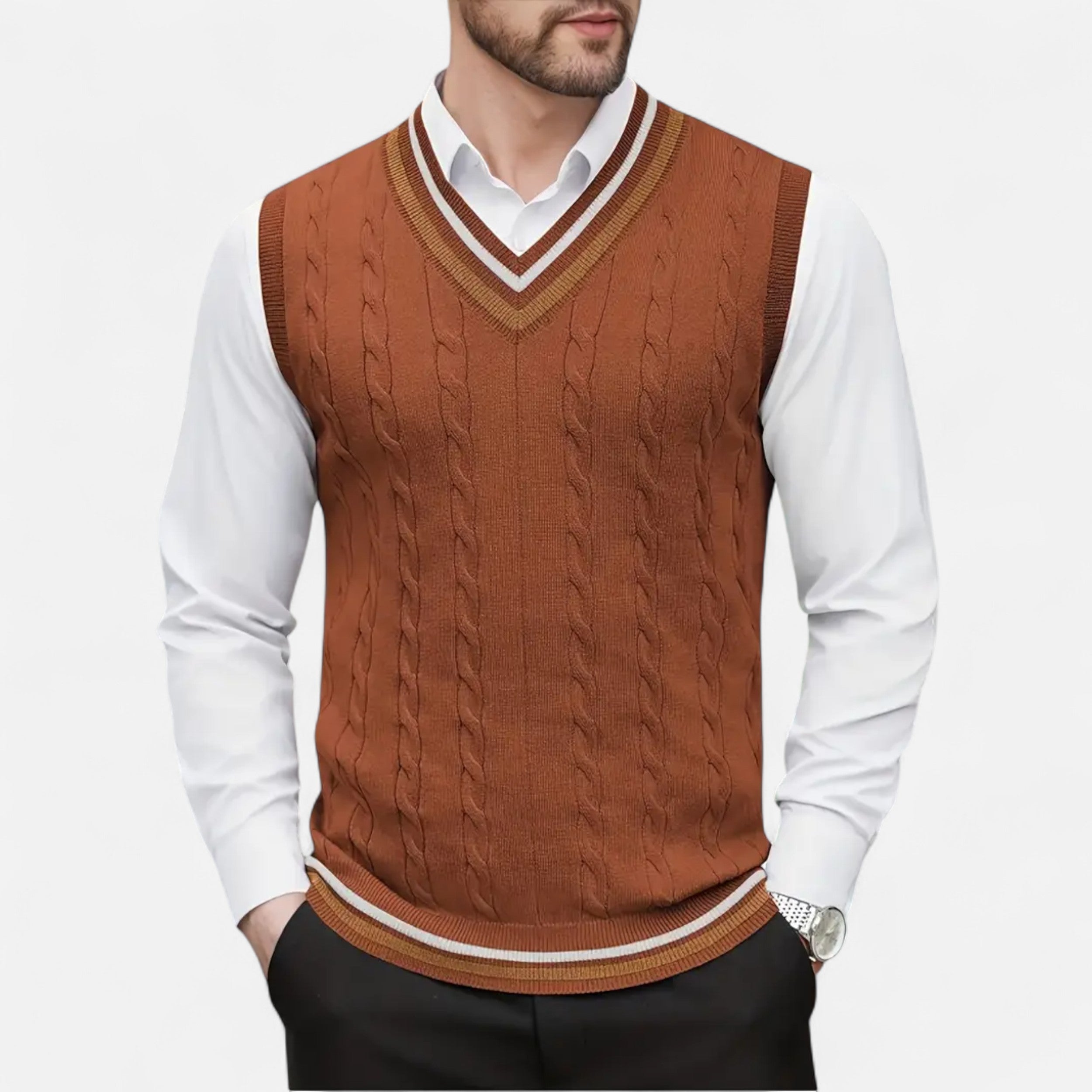 Men’s Knitted V-Neck Vest – Heritage Layers