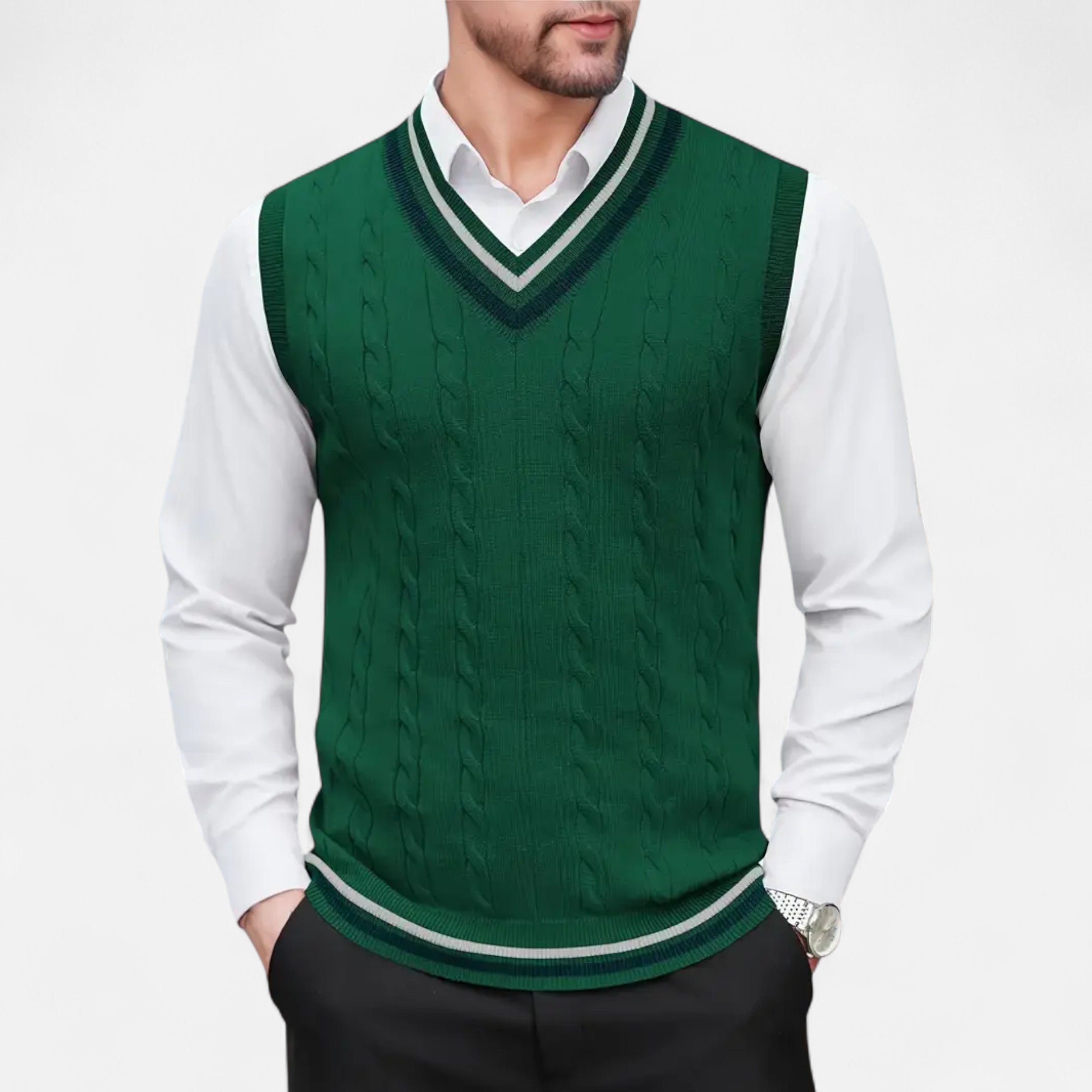 Men’s Knitted V-Neck Vest – Heritage Layers